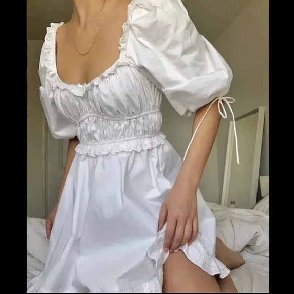 NWOT 2020 Retro Embroidery Elastic Mini Dress Size L - Picture 4 of 12